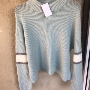 Light Blue Vintage Style mock neck Sweater